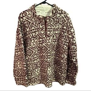 Peach Love California Women's 1/4 Zip Pullover Sherpa Jacket Pink White‎ Large